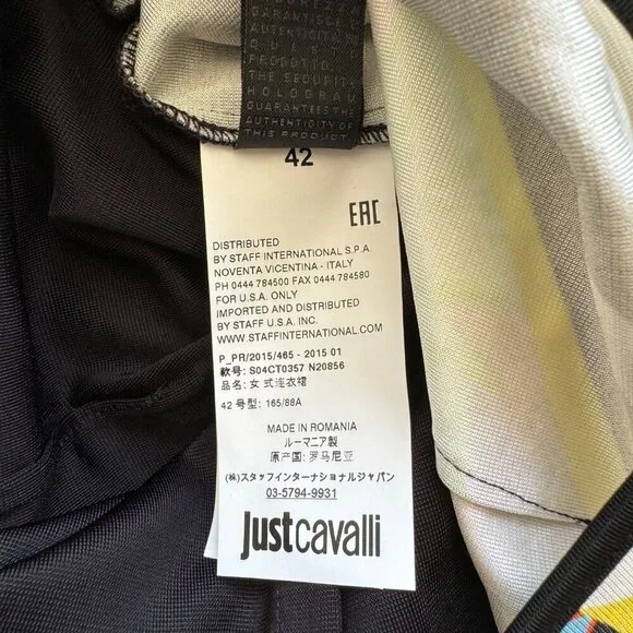 NWT Just Cavalli Bodycon Graphic Print Palm Tree Knee Length Dress Size 42 - Picture 13 of 13